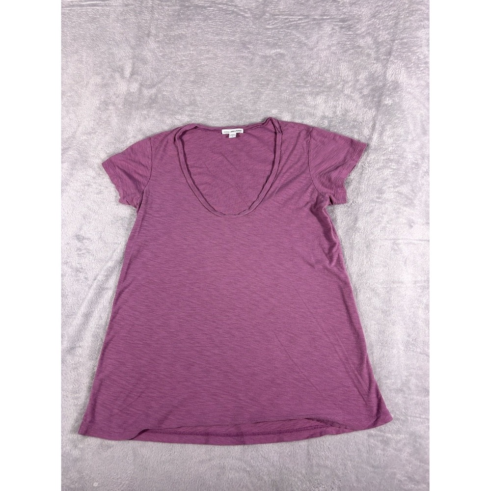 James Perse T-Shirt Womens Size 2 Purple Scoop Neck Short Sleeve Slub Knit